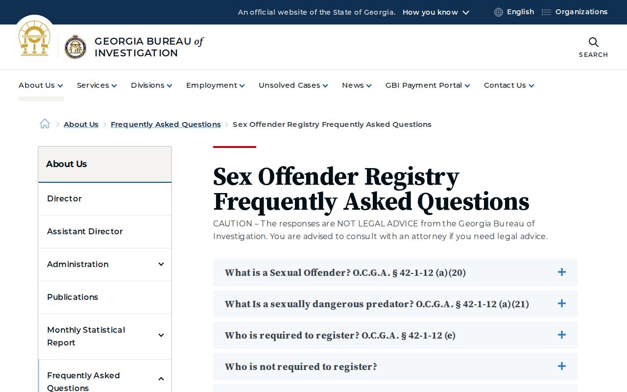 GBI frequently asked questions about Georgia registry duties and updates