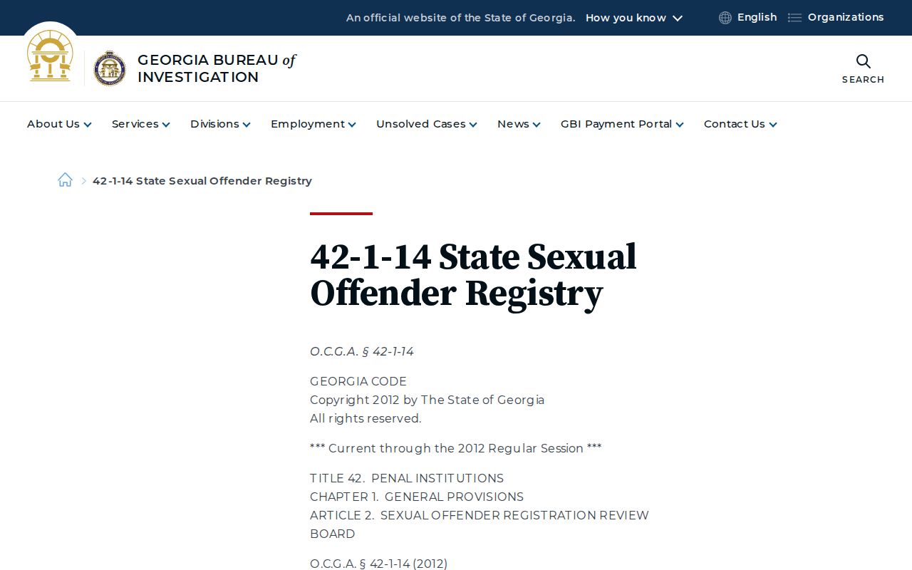 GBI page explaining Georgia sex offender risk classifications